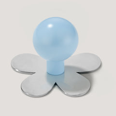 Plank Hardware Cabinetry Knob with Flower Backplate BOBBIN Knob - Light Blue