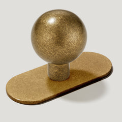 Plank Hardware Cabinetry Knob with Backplate BOBBIN Rounded Knob - Aged Brass