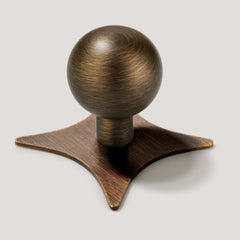 Plank Hardware Cabinetry Knob with Star Backplate BOBBIN Rounded Knob - Antique Brass