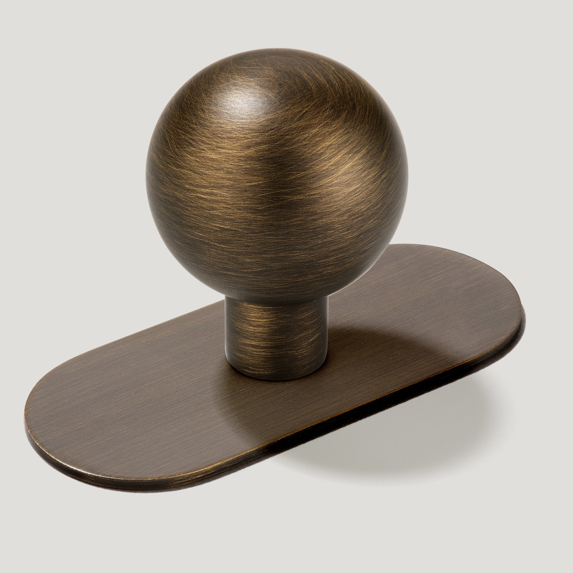 Plank Hardware Cabinetry Knob with Backplate BOBBIN Rounded Knob - Antique Brass