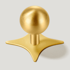 Plank Hardware Cabinetry Knob with Star Backplate BOBBIN Rounded Knob - Brass