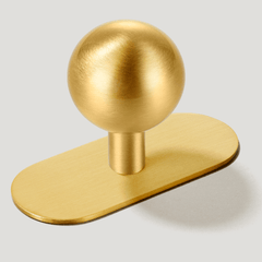 Plank Hardware Cabinetry Knob with Backplate BOBBIN Rounded Knob - Brass