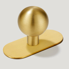 Plank Hardware Cabinetry Knob with Backplate BOBBIN Rounded Knob - Brass