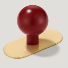 Plank Hardware Cabinetry Knob with Backplate BOBBIN Rounded Knob - Burgundy