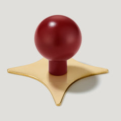 Plank Hardware Cabinetry Knob with Star Backplate BOBBIN Rounded Knob - Burgundy
