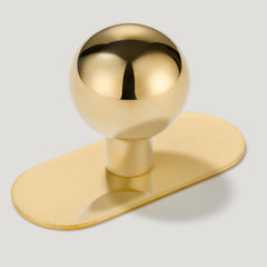 Plank Hardware Cabinetry Knob with Backplate BOBBIN Rounded Knob - Unlacquered Brass