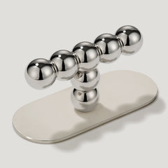 Plank Hardware Cabinetry Handle with Backplate BOBBIN Single T Handle - Polished Nickel