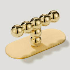 Plank Hardware Cabinetry Handle with Backplate BOBBIN Single T Handle - Unlacquered Brass