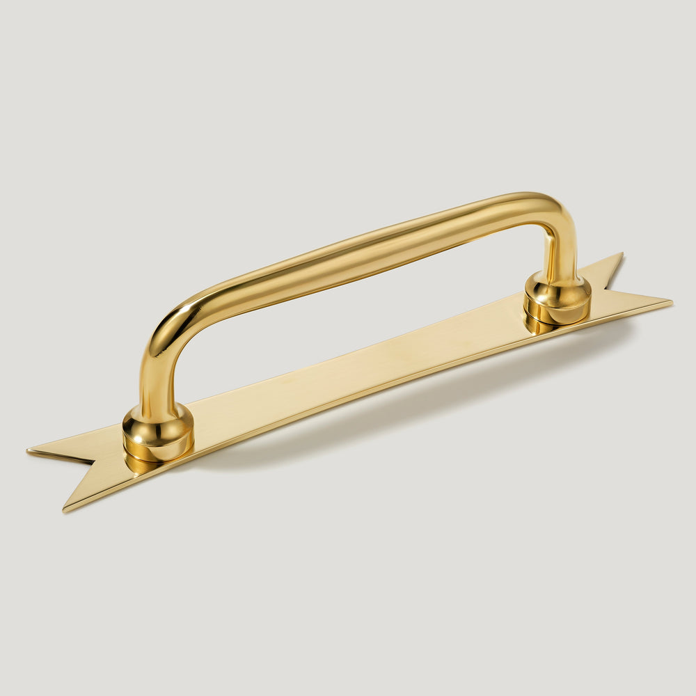ELIZA Handle with Ribbon Backplate - Unlacquered Brass