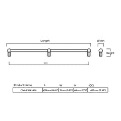 Plank Hardware Cabinetry 478mm (457mm CC) ESBEN Heavyweight Handle - Blackened Bronze