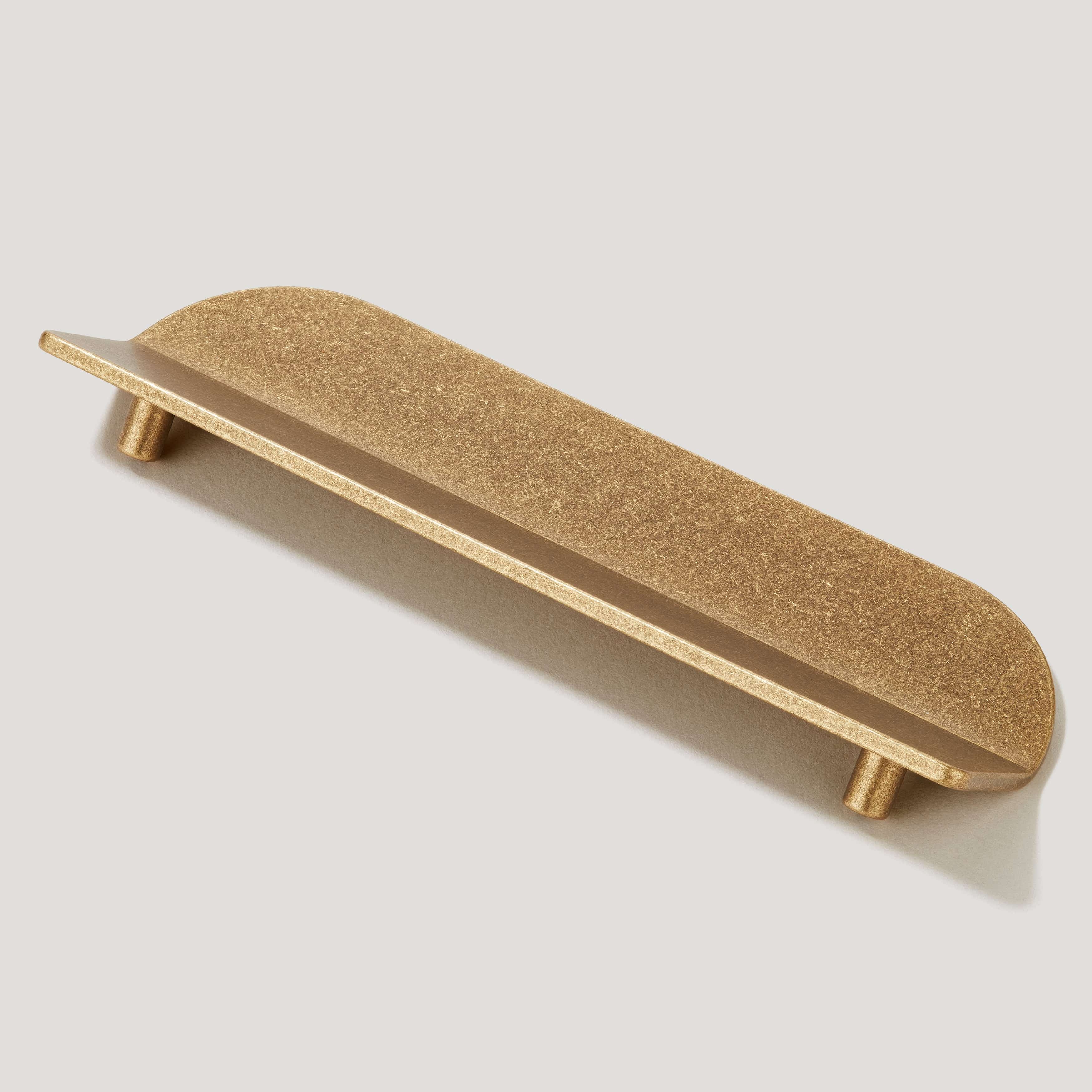 Plank Hardware Cabinetry 160mm (128mm CC) FOLD Long D Shape Front Mounted Handle - Aged Brass