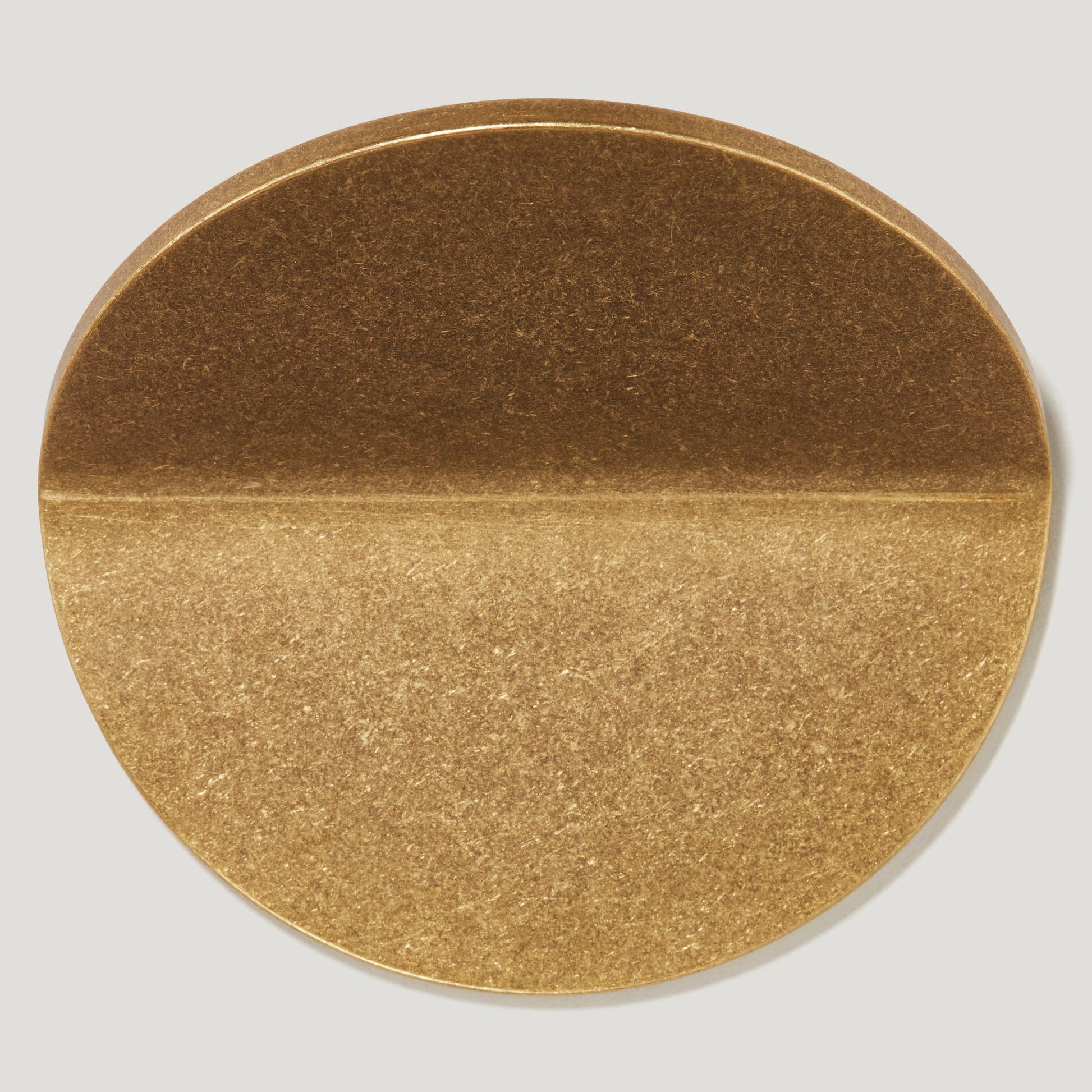 Plank Hardware Cabinetry 70mm (32mm CC) FOLD Round Front Mounted Handle - Aged Brass