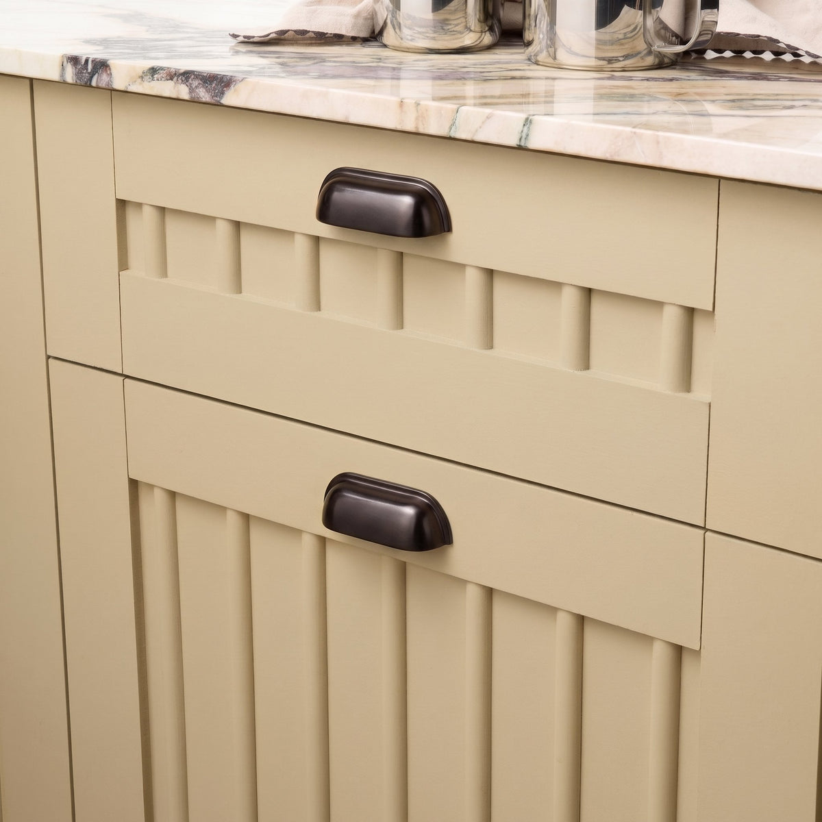 Plank Hardware Cabinetry 102mm (76mm CC) GRAYSON Cup Pull - Blackened Bronze