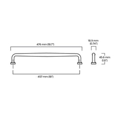 Plank Hardware Cabinetry GRAYSON Heavyweight Appliance Pull - Brass