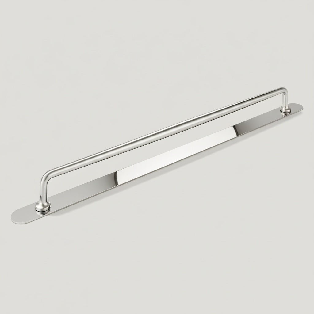 Plank Hardware Cabinetry 476mm (457mm CC) / Handle with Backplate GRAYSON Heavyweight Handle - Polished Nickel