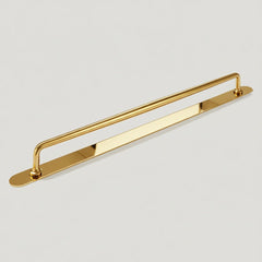 Plank Hardware Cabinetry 476mm (457mm CC) / Handle with Backplate GRAYSON Heavyweight Handle - Unlacquered Brass