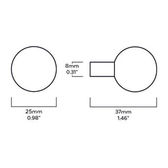 Plank Hardware Cabinetry HALLEY 25mm Knob - Polished Nickel
