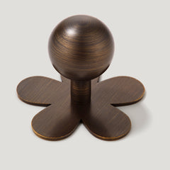 Plank Hardware Cabinetry Knob with Flower Backplate HALLEY Sphere Knob - Antique Brass