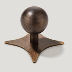 Plank Hardware Cabinetry Knob with Star Backplate HALLEY Sphere Knob - Antique Brass
