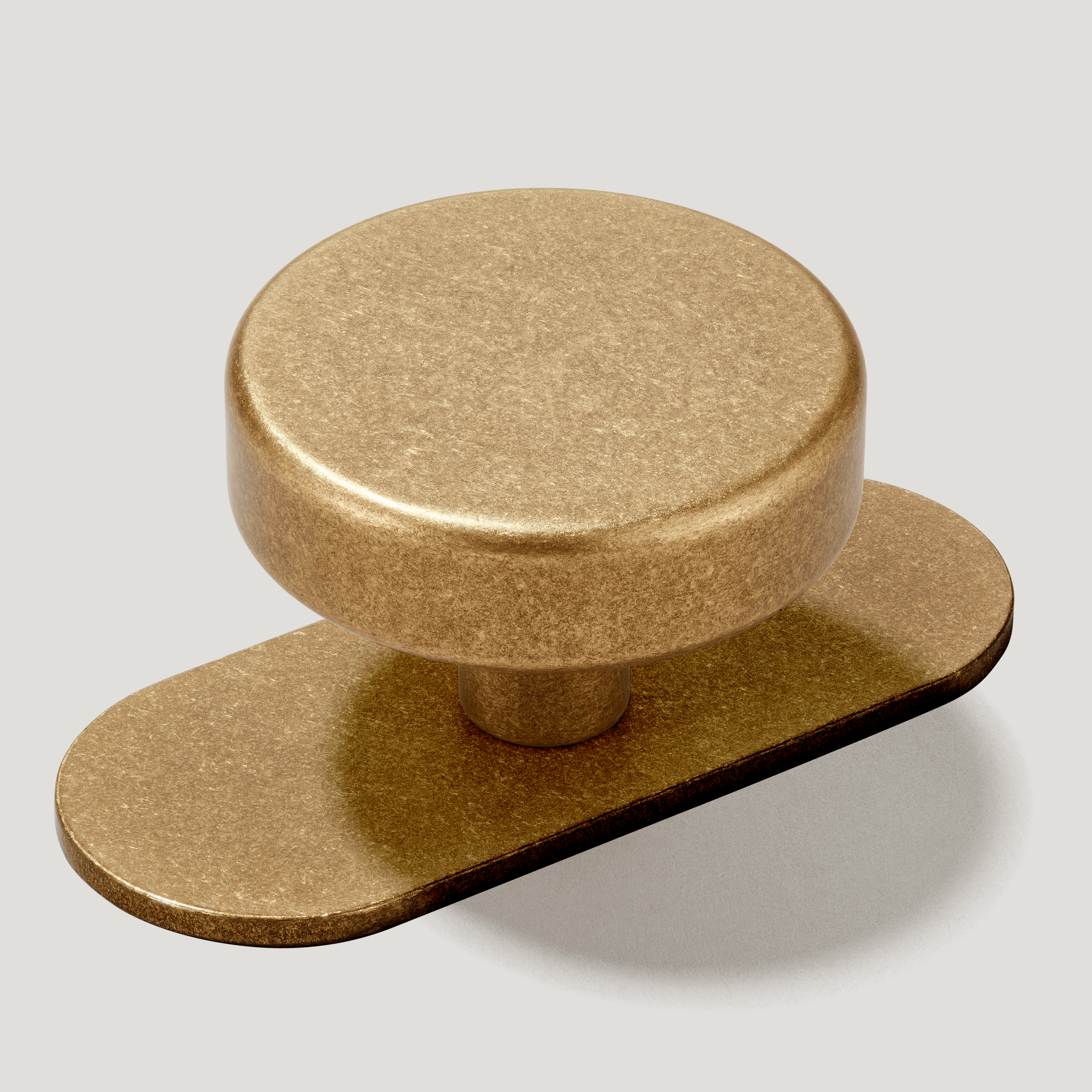 Plank Hardware Cabinetry Knob with Backplate HUDSON Shaker Knob - Aged Brass