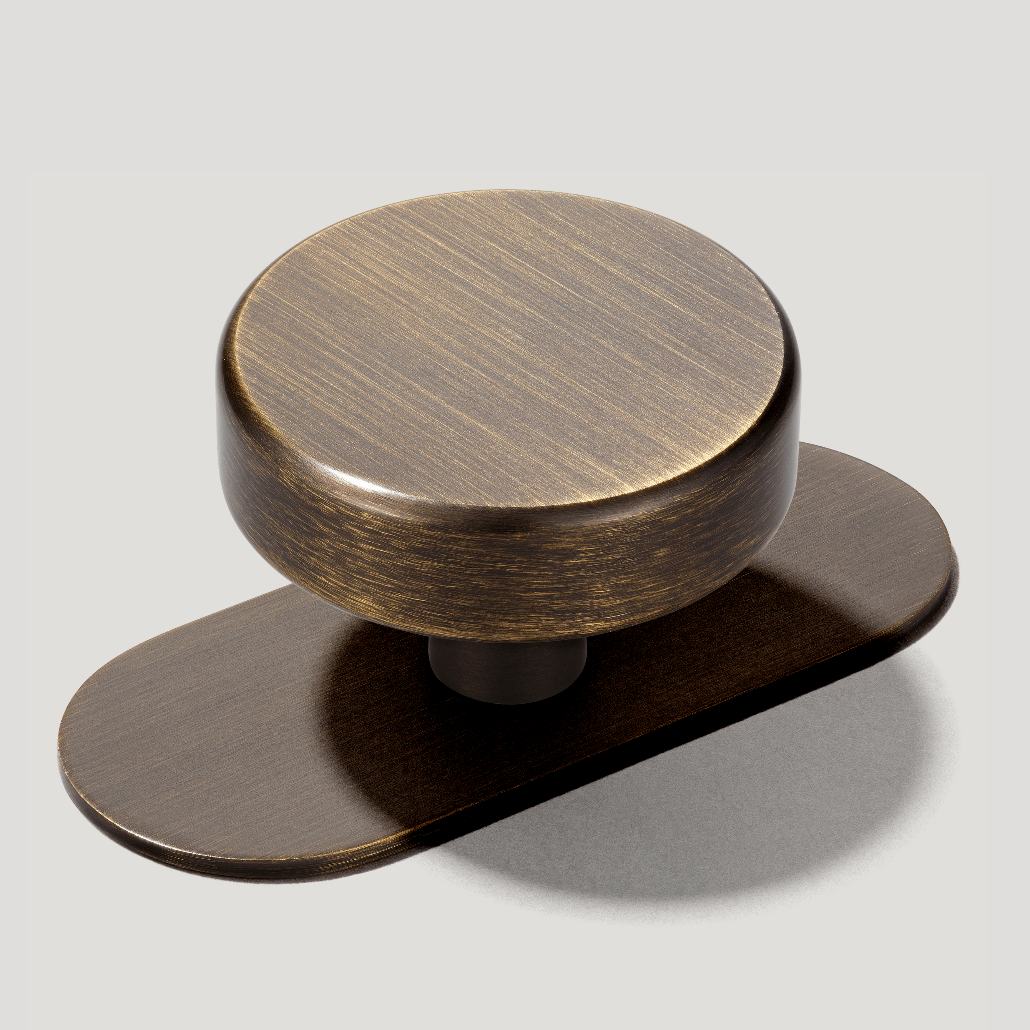 Plank Hardware Cabinetry Knob with Backplate HUDSON Shaker Knob - Antique Brass