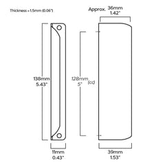 Plank Hardware Cabinetry 138mm (128mm CC) JUDD Edge Pull Handle - Brass