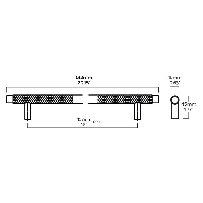 Plank Hardware Cabinetry KEPLER Heavyweight Appliance Pull Handle - Brass