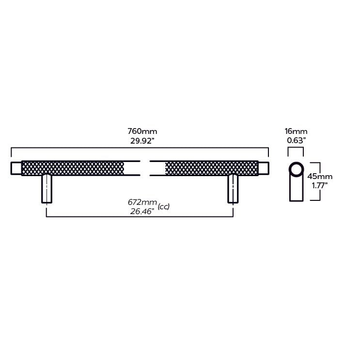 Plank Hardware Cabinetry KEPLER Heavyweight Closet Bar Handle - Brass