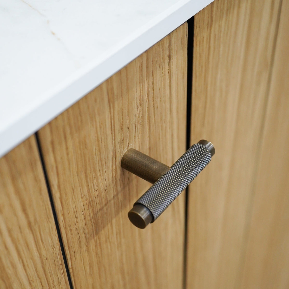 Antique Brass Knurled T Bar Handle Single TBar Brass Handle Plank