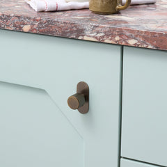 Plank Hardware Cabinetry LENNON Grooved Button Knob - Antique Brass