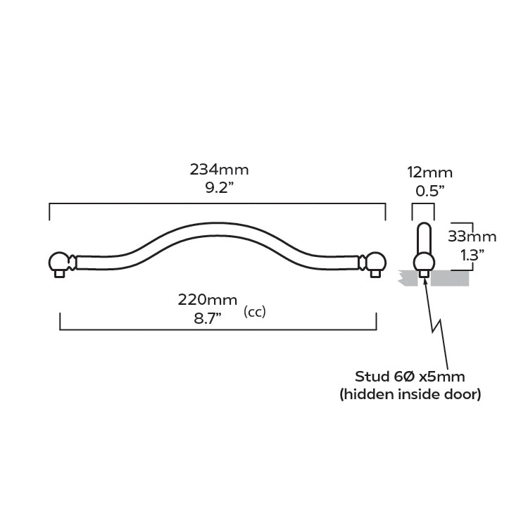 Plank Hardware Cabinetry LYON Handle - Unlacquered Brass