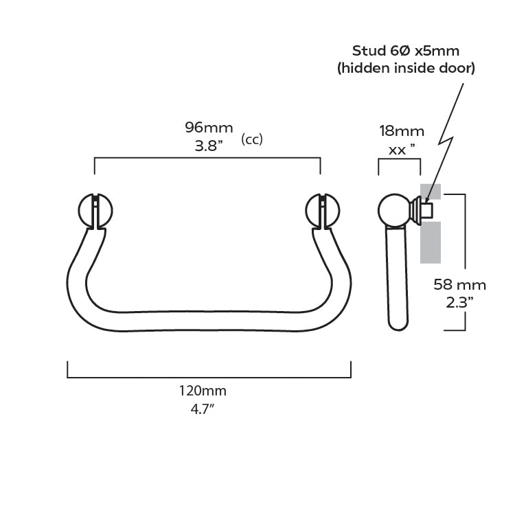 Plank Hardware Cabinetry OLSON Swing Pull - Unlacquered Brass