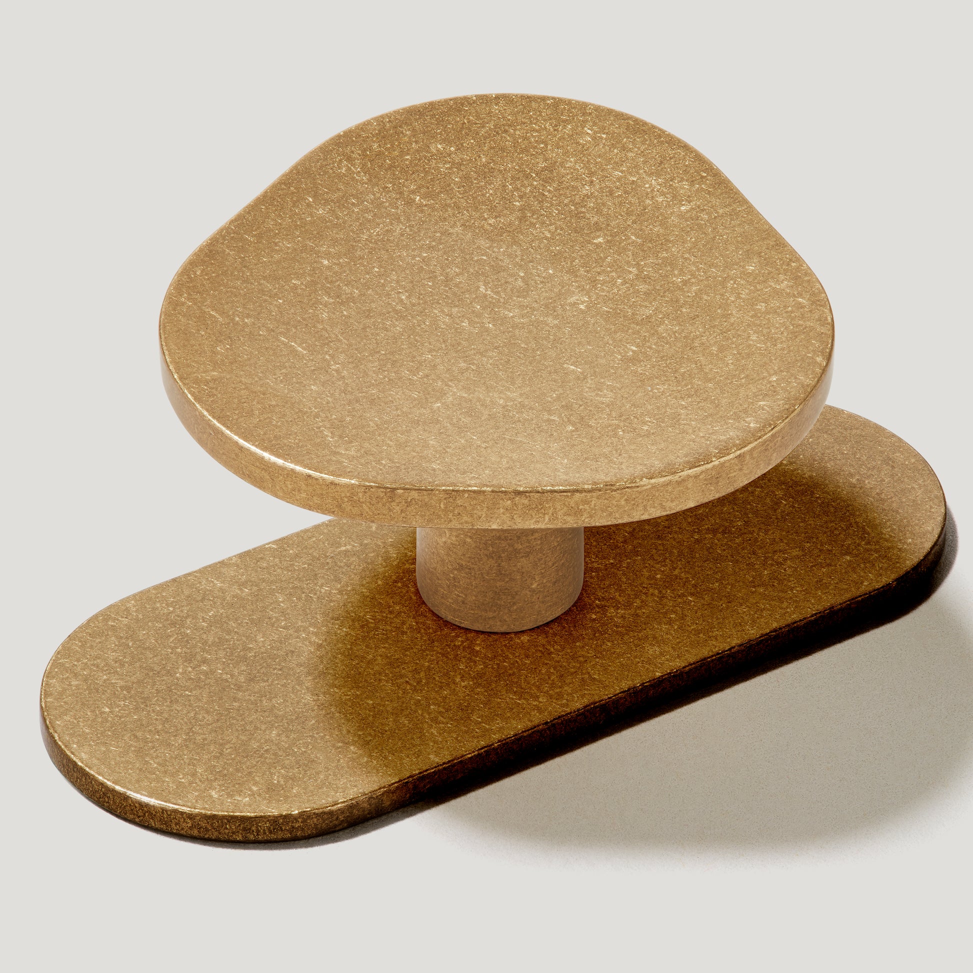 Plank Hardware Cabinetry Knob with Backplate PEBBLE Organic Knob - Aged Brass