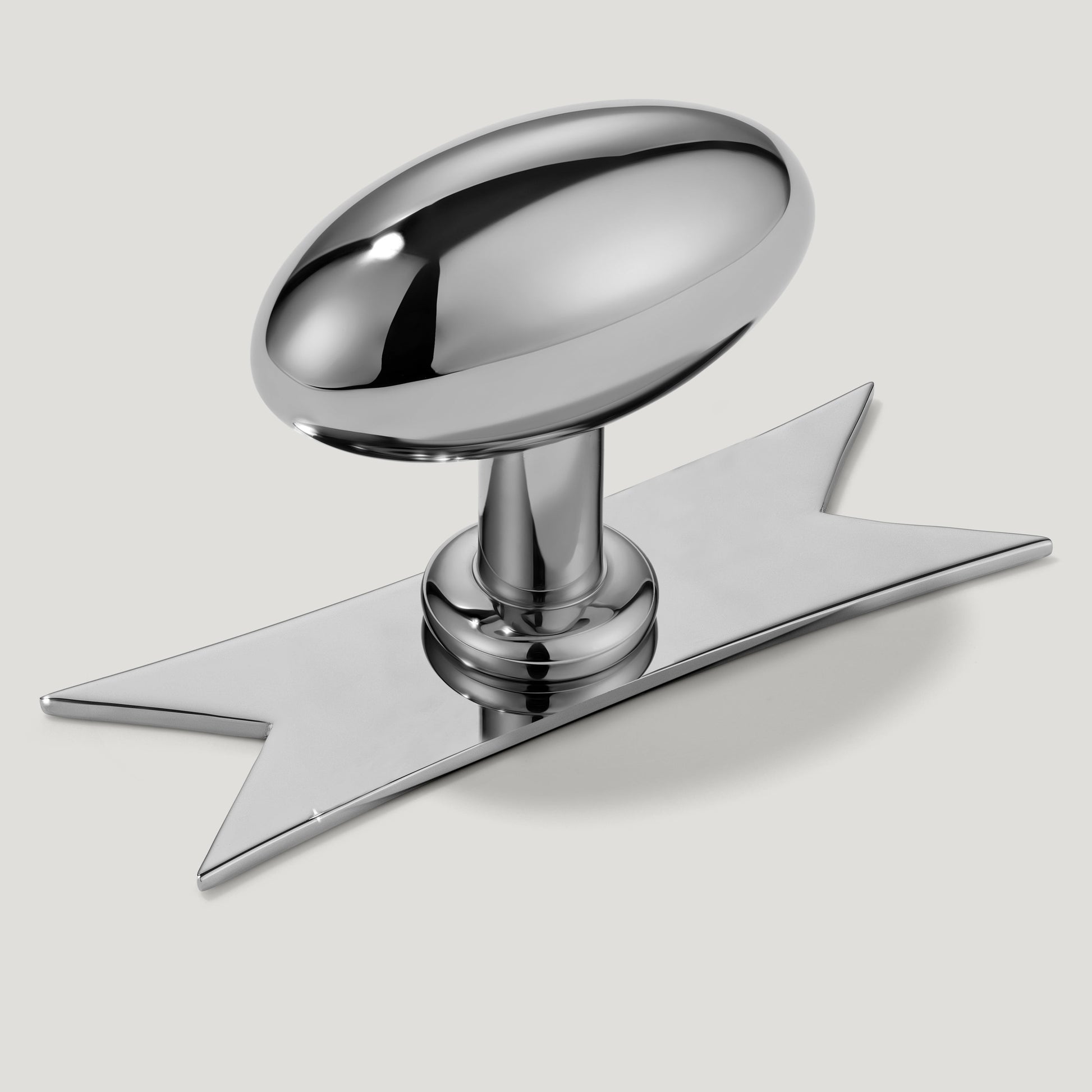 Plank Hardware Cabinetry Knob with Ribbon Backplate PEYTON Oval Knob - Polished Nickel