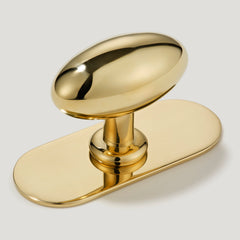 Plank Hardware Cabinetry Knob with Backplate PEYTON Shaker Knob - Unlacquered Brass