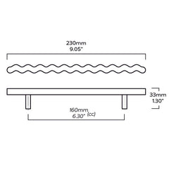 Plank Hardware Cabinetry 230mm (160mm CC) SQUIGGLE 230mm T Bar Handle - Polished Nickel