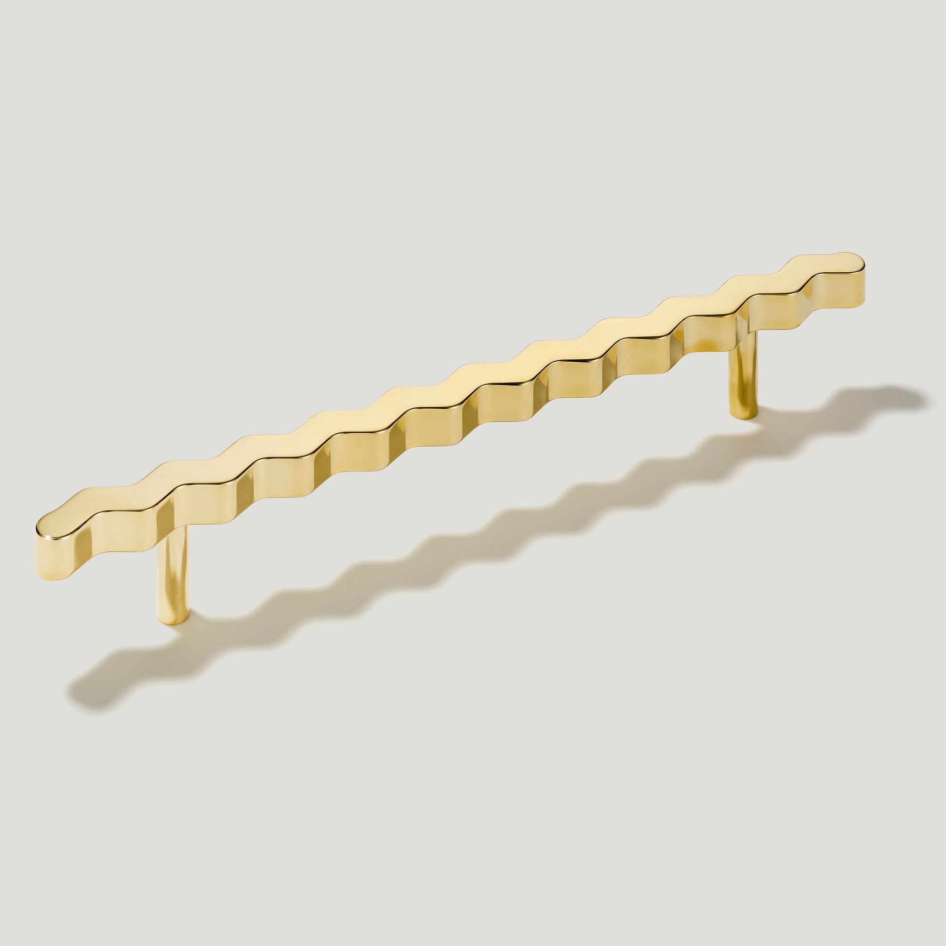 Plank Hardware Cabinetry 230mm (160mm CC) SQUIGGLE 230mm T Bar Handle - Unlacquered Brass