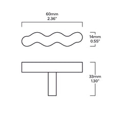 Plank Hardware Cabinetry 60mm (Singlemm CC) SQUIGGLE 60mm T Bar Handle - Polished Nickel