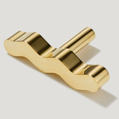 Plank Hardware Cabinetry 60mm (Singlemm CC) SQUIGGLE 60mm T Bar Handle - Unlacquered Brass