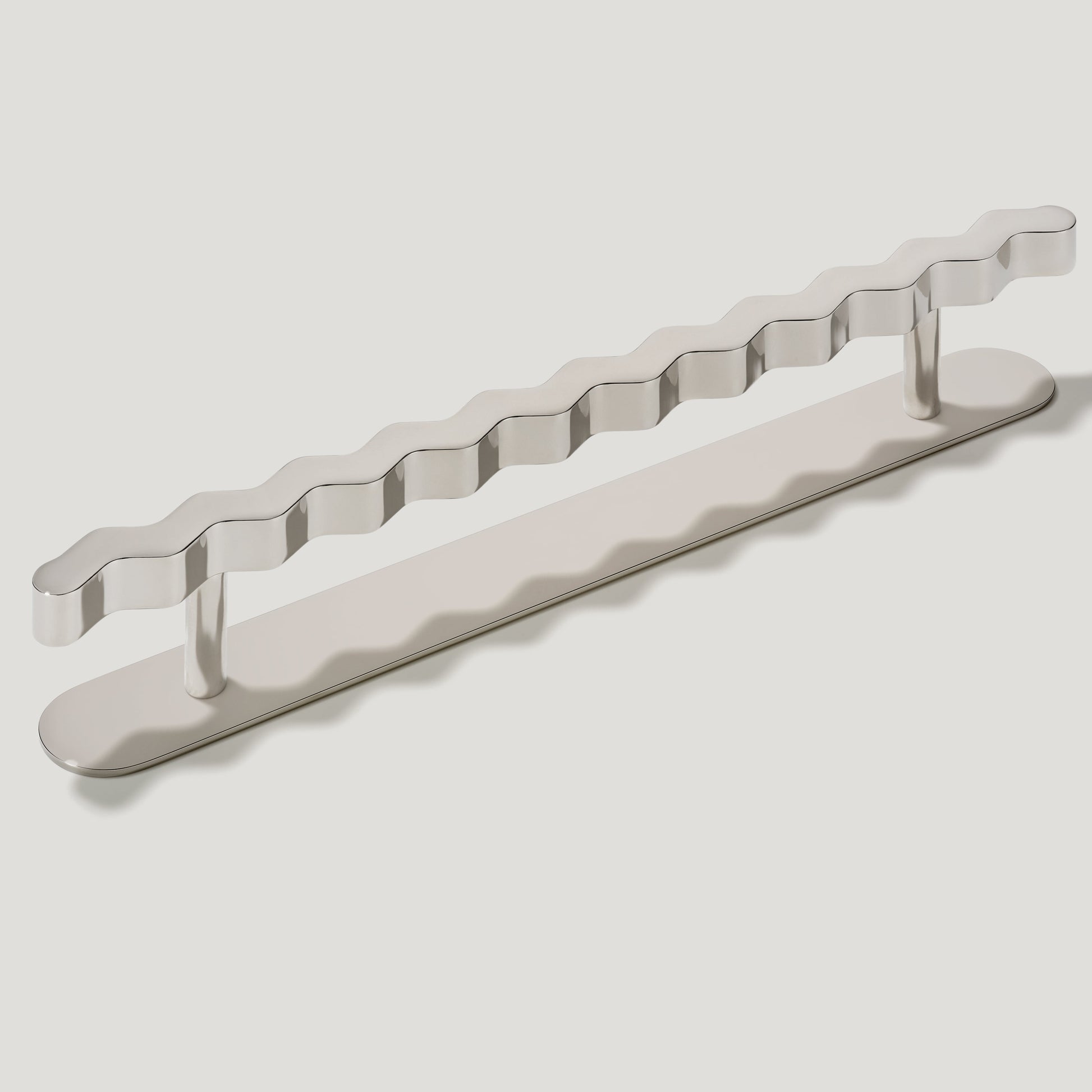 Plank Hardware Cabinetry Handle with Backplate SQUIGGLE Handle - Polished Nickel