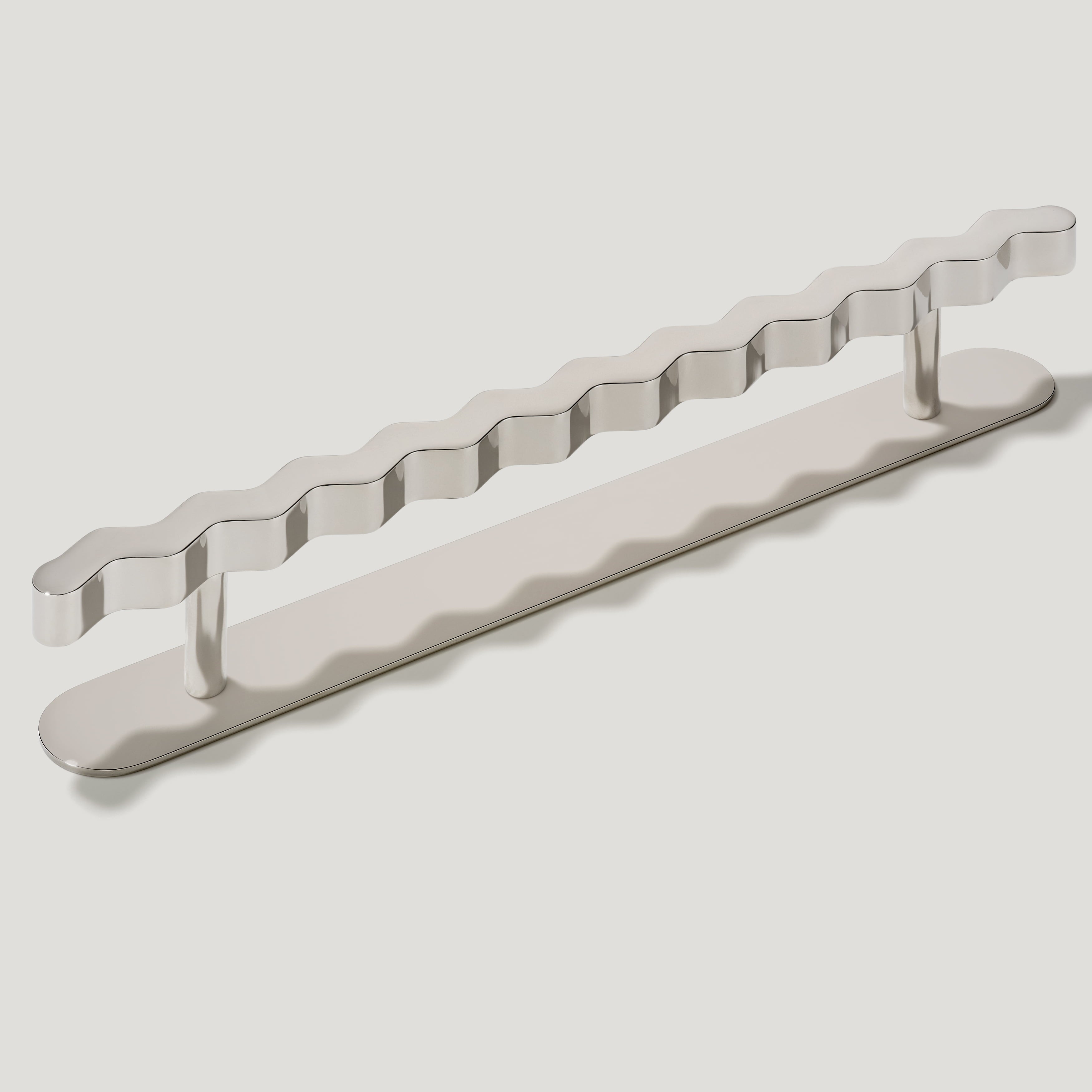 Plank Hardware Cabinetry Handle with Backplate SQUIGGLE Handle - Polished Nickel