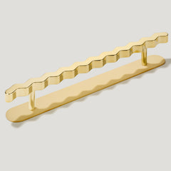 Plank Hardware Cabinetry 230mm (160mm CC) / Handle with Backplate SQUIGGLE T Bar Handle - Unlacquered Brass