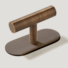 Plank Hardware Cabinetry Handle with backplate WATT Single T Handle - Antique Brass
