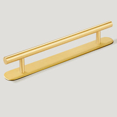 Plank Hardware Cabinetry 220mm (160mm CC) / Handle with Round Backplate WATT T-Bar Handle - Brass