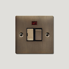 Plank Hardware Electric 13A Switched Fused Spur - Antique Brass