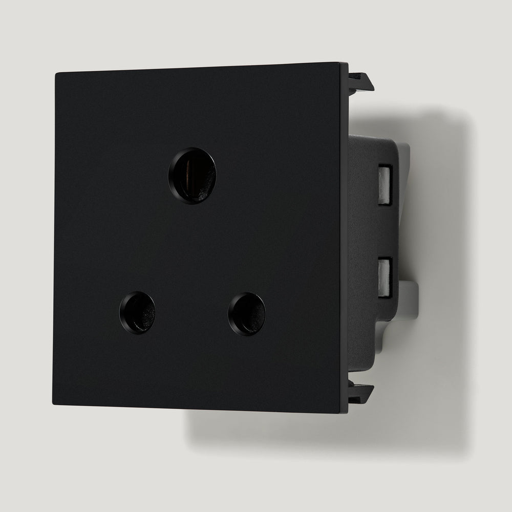 1G 5 Amp Round 3 Pin Socket - Black
