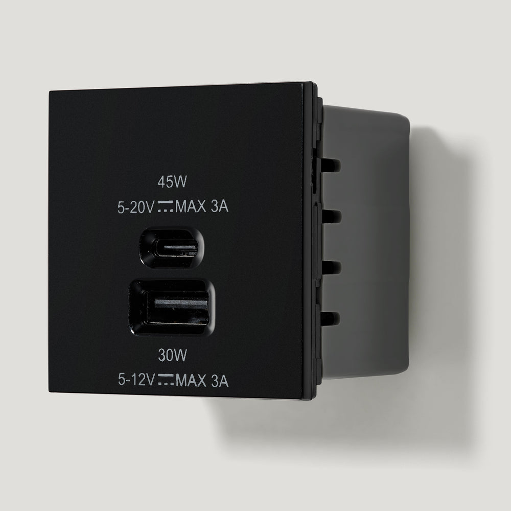 1G USB-A + USB-C Socket - Black