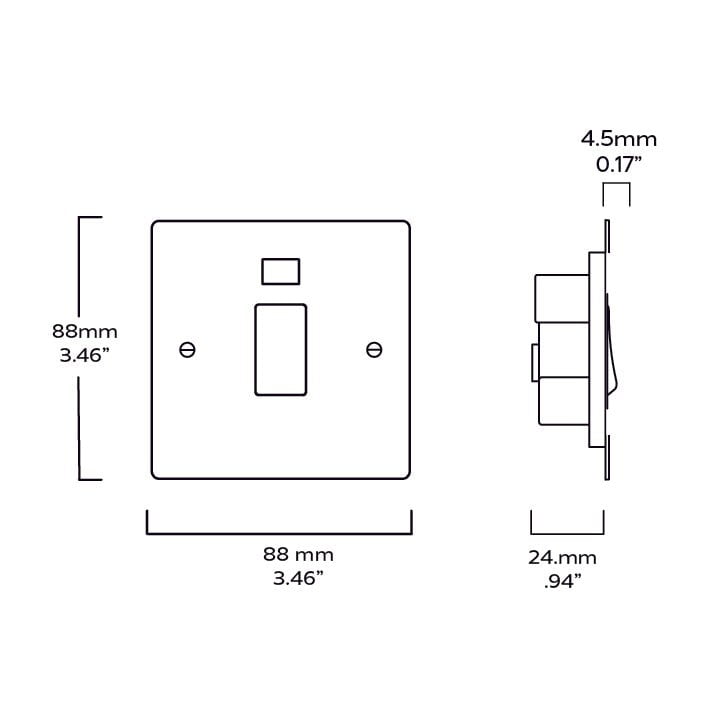 Plank Hardware Electric 20A Double Pole Switch with Neon Indicator - Antique Brass