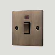 Plank Hardware Electric 20A Double Pole Switch with Neon Indicator - Antique Brass