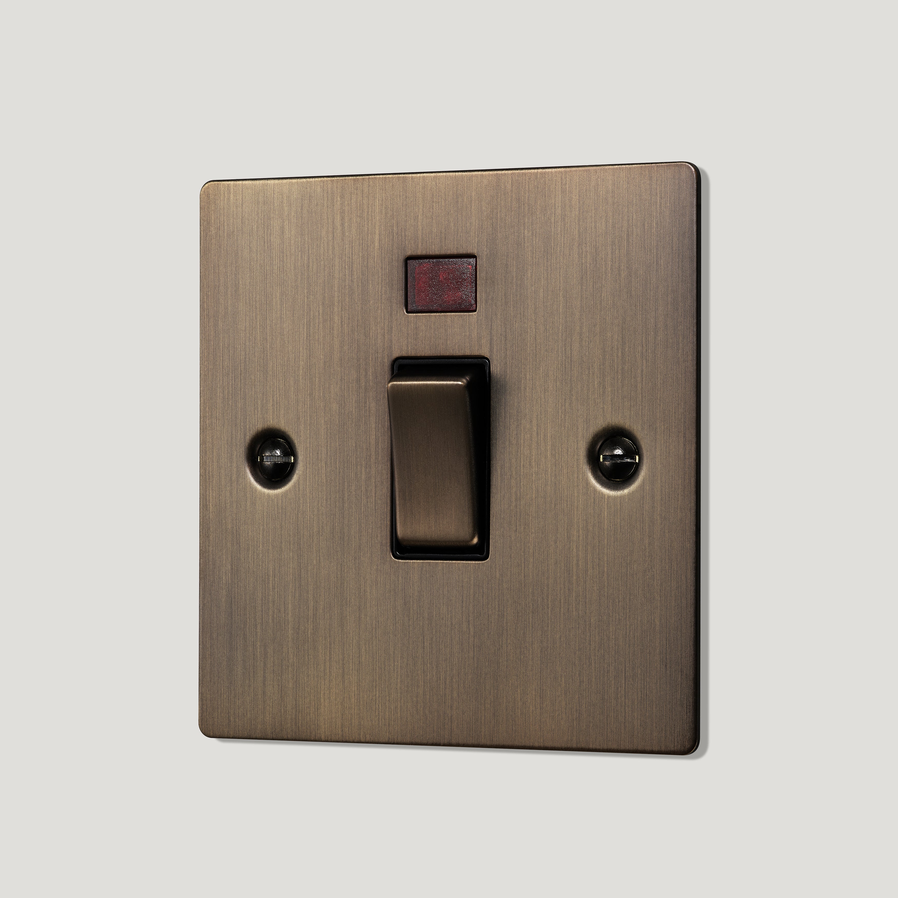 Plank Hardware Electric 20A Double Pole Switch with Neon Indicator - Antique Brass